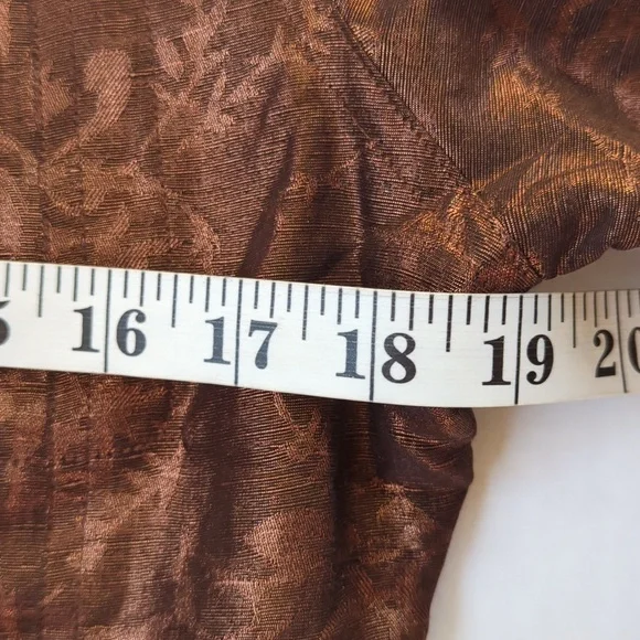 Chico's Silk Linen Shimmery Floral Lined Blazer Small Chico's 0 Metallic Bronze - Picture 12 of 14